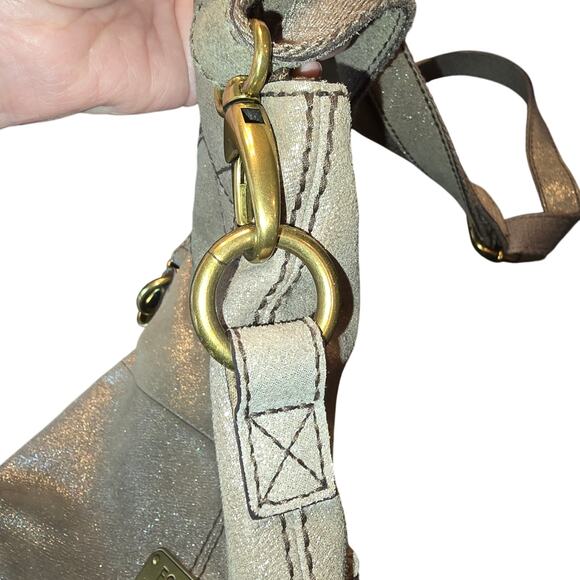 Fossil Purse “Long Live Vintage 1954” Cargo Pocket Cross Body Tote Glittery Look - Picture 6 of 9